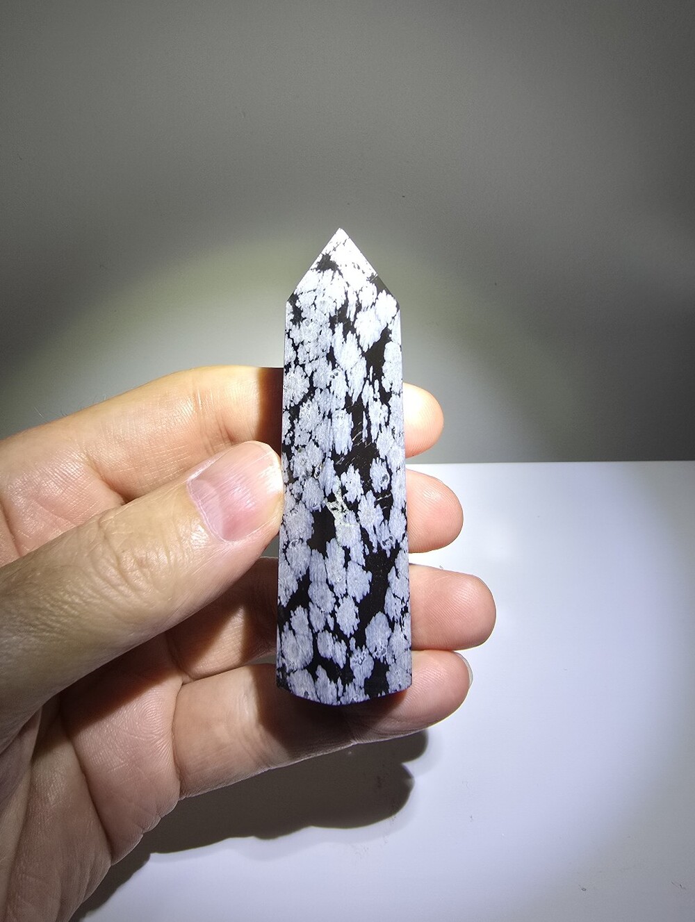 Snowflake Obsidian Crystal Tower #D